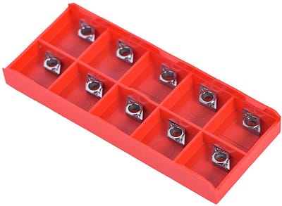 Dailygoods- Snij-inserts 10 Stuks - CNC Carbide Tip - Draaigereedschap - Snijden van Aluminium/Koperlegering - 12,7 x 7 mm - Inclusief Doos - Snijgereedschap