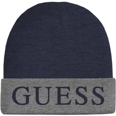 GUESS Logo Beanie Smart Blue Maat: OS | Petten Outlet | Heren | Grijs