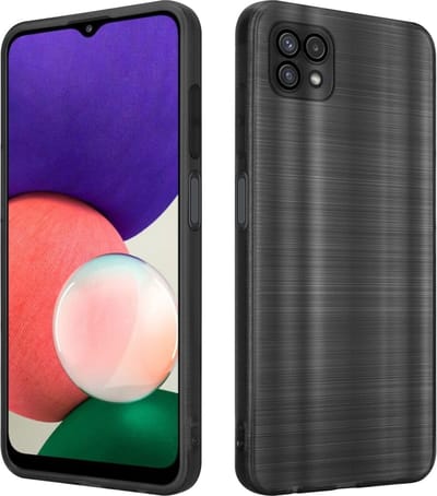 Cadorabo Hoesje geschikt voor Samsung Galaxy A22 5G in Brushed Zwart - Beschermhoes Case Cover van flexibel TPU silicone in Brushed design