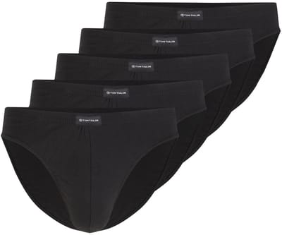 Tom Tailor - Katoenen slips in een set van 5 - Maat S/4 - black uni