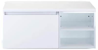 Frozen Badmeubelset 100 cm - Greeplijst in Kleur - Wastafel Regaalkast met Bovenblad Wit Hoogglans