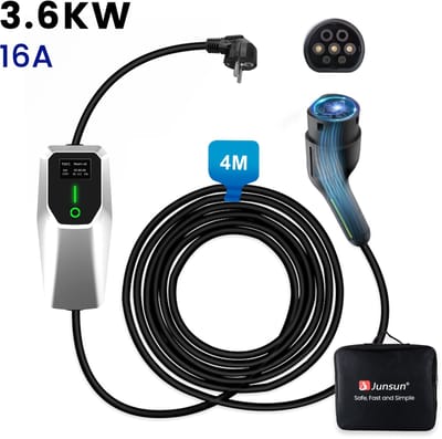 Hexinex 3.68KW 16A 4M enkelfasige EV-laadkabel - Type 2-laadstation Schakelbare stroom IEC62196-2 & IP67.