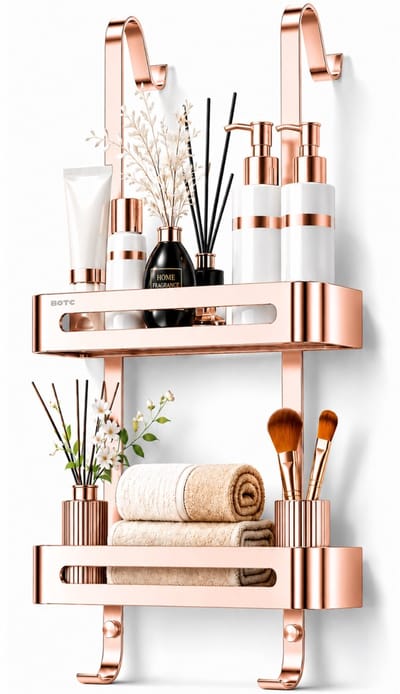 BOTC Doucherekjes - Doucherek - Doucherek hangend - Anti kras twee laags - RVS - Badkamer accessoires - Roségoud