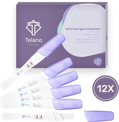 Telano Zwangerschapstest Premium 12 Stuks Midstream - Zwangerschapstesten met een Optimale Gevoeligheid - Brede Absorberende Strip