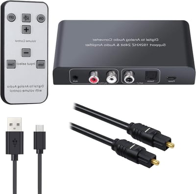 Audio Converter - Digitaal naar Analoog - Geluid Kwaliteit Verbeteren - Met Afstandsbediening - 192 kHz - Zwart