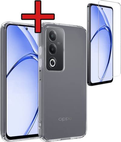 Hoesje - Met Screenprotector - Geschikt voor OPPO A80 - Sterk & Shockproof - Telefoon Hoes - Back Cover - Siliconen Case - Telefoonhoes - Transparant