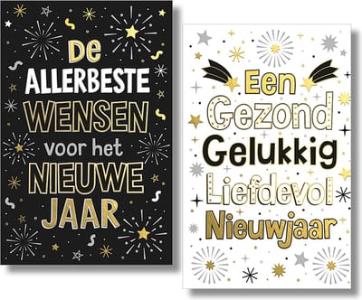 40 Kerstkaarten - Folie - Witte envelop - 10,5 x 16 cm - 2 motieven