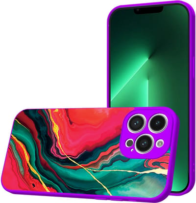 Smartphonica Telefoonhoesje Geschikt voor iPhone 13 Pro met Rood Groen Marmer opdruk - TPU Back Cover Case Red Green Marble Design - Paars geschikt voor iPhone 13 Pro