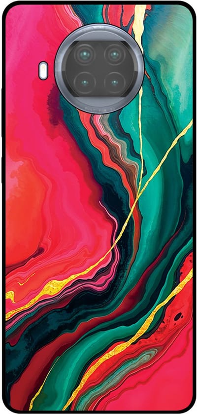 Smartphonica Telefoonhoesje Geschikt voor Xiaomi Mi 10T Lite met Rood Groen Marmer Opdruk - TPU Backcover Case Red Green Marble Design geschikt voor Xiaomi Mi 10T Lite
