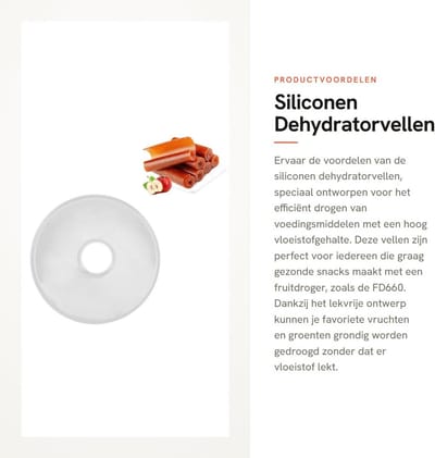 Dailygoods- Dehydratorvellen Lekvrij - Siliconen - Accessoires voor FD660 Fruitdroger - Voedsel drogen - Hoogwaardig materiaal - Effectief en grondig drogen - Voedseldehydrator