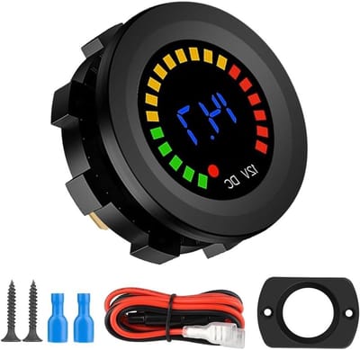 Spanningsmeter - Digitale voltmeter - Accu bewaken - Real-time meting - 12V - Zwart