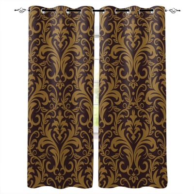Barokke Gouden Bloemenbladeren Prachtige Raamgordijnen Schilderachtige Gordijnen voor Woonkamer Decoratieve Items Woonkamer 90W x 100H(cm) x2