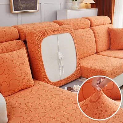 Jacquard Sofahoes Dikke Elastische Sofa Zitkussenhoes Woonkamer Wasbaar Verwijderbaar Hoekfauteuil Sofa Kussenhoes Normal Size (S)-1pc oranje