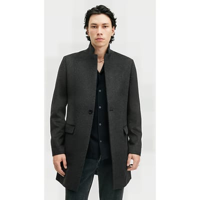AllSaints Hargrove Coat Charcoal Grey Maat: 42 | Single-Breasted Mantels Outlet | Heren | Grijs