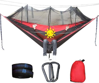 Hangmat met Klamboe - Kampeerhangmat Outdoor - Ontspannen Buiten - Scheurvast en Sterk - 260x140CM - Groen