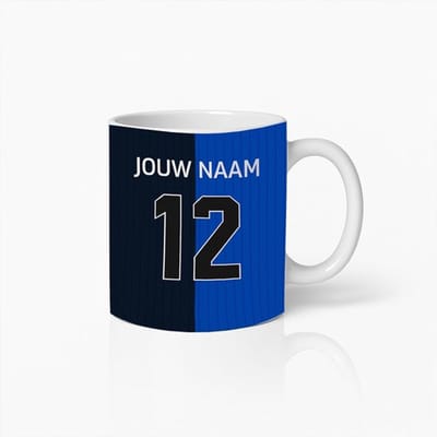 Gepersonaliseerde Naam & Nummer Blauwe Sport Mok 330 ml – Custom Voetbalshirt Stijl Koffiemok – Uniek Cadeau voor Fans & Sporters