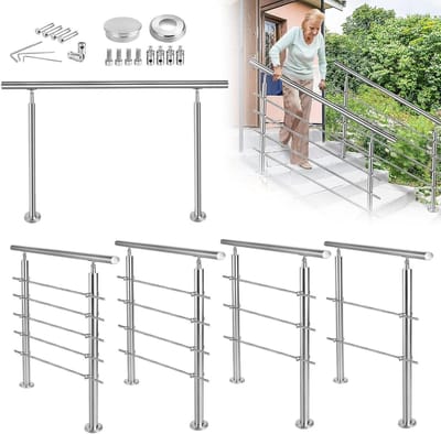 Trapleuning Roestvrij Staal - Balustrade Balkon - Veilig Traplopen - Verstelbare Hoek - 150 cm Lang - Zilverkleurig