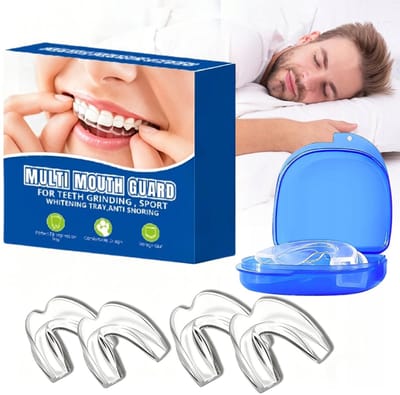 Beugels tegen tandenknarsen voor de nacht - Vormbare slaapbeugel - Bescherming van de tanden gedurende de nacht - Rechtzetten van de tanden - (2 grote 2 kleine) Opbergdoos in kleur - 4 trays + opbergdoos - 4-delige set