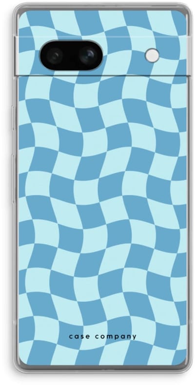 Case Company® - Hoesje geschikt voor Google Pixel 7A hoesje - Grid Blauw - Soft Cover Telefoonhoesje - Bescherming aan alle Kanten en Schermrand
