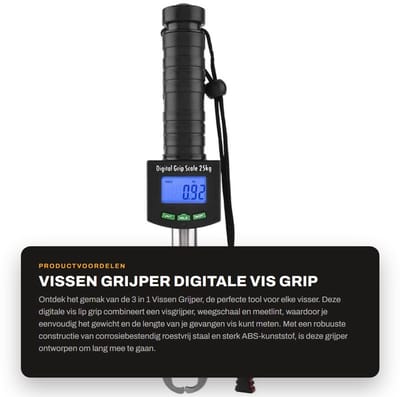 Dailygoods- Visgrijper 3-in-1 - Digitale Weegschaal - Meetlint - Antisliphandvat - Roestvrij Staal - Corrosiebestendig - Visweegschaal