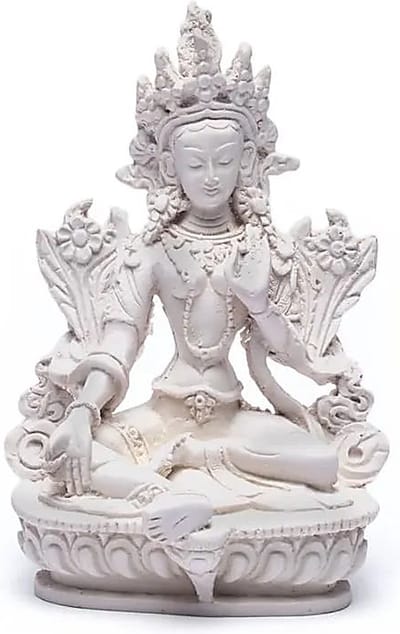Yogi & Yogini - Boeddhabeeld - Groene Tara - Wit - 15 cm