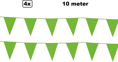 4x vlaggenlijn licht groen 10 meter - Festival thema feest party verjaardag gala jubileum