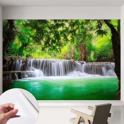 Coloray Zelfklevend Behang - Boswaterval Stickerbehang op rol - 152x104 cm - Groente Zelfklevend Behang - Voor de badkamer, slaapkamer en woonkamer. - Herpositioneerbaar - Zelfklevend fotobehang