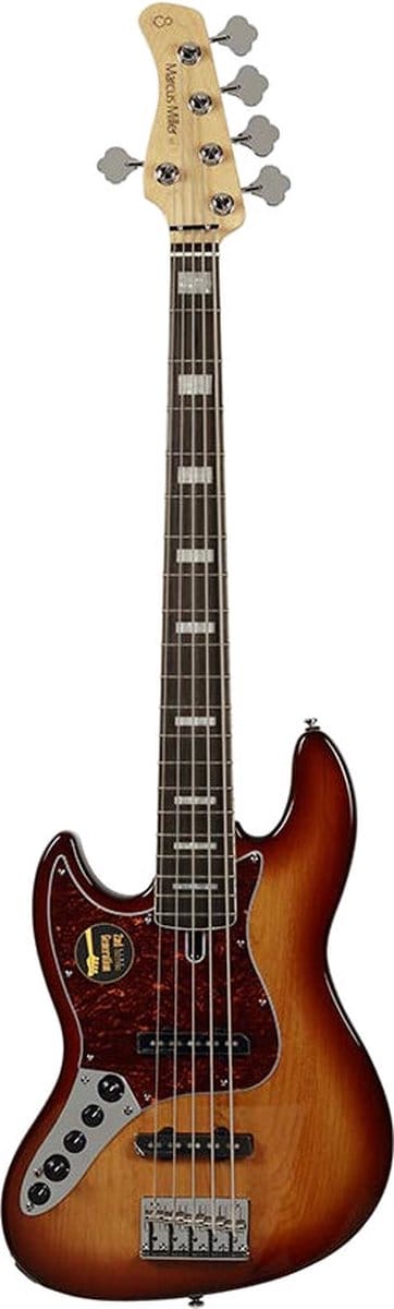 Sire V7+ A5L/TS Marcus Miller 2nd Gen linkshandige 5-snarige Tobacco Sunburst basgitaar