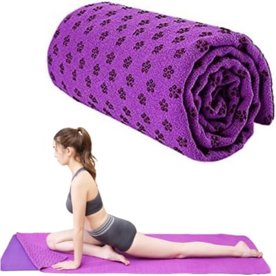 1 stuk - Yogamathoes - Antislip sportdoek - Antislip yogahanddoek - Zacht - Ademend - 183 x 63 cm - Paars - Geschikt voor fitnesstraining, strand, picknick, yoga