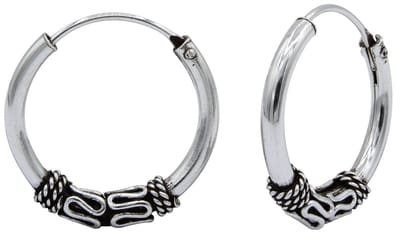 Joy|S - Zilveren Bali oorbellen - 18 mm oorringen - geoxideerd