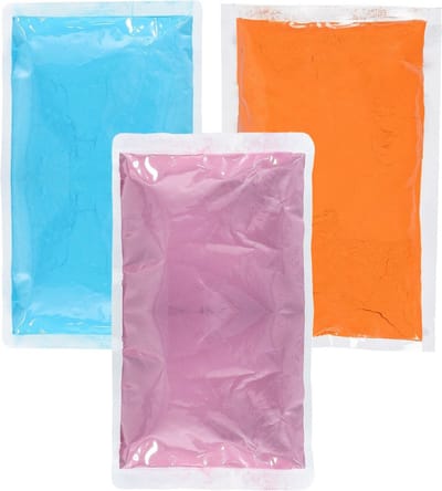 Boland Holi kleurpoeder - 3x kleuren zakjes - 70 gr per zakje - festival/party - heilige kleuren