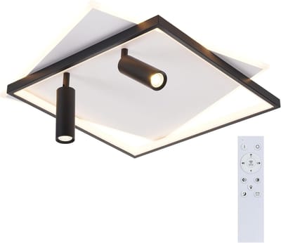 Glitzerlife - Plafondlamp Plafondspot - Modern Dimbaar met Afstandsbediening - Opbouwspots Woonkamer - 52W LED Ingebouwd - Acryl en IJzer - Ø52cm - Zwart-wit