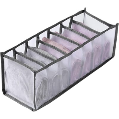 Boîte de rangement pliable pour sous-vêtements, tiroir de rangement à usage domestique, diviseur, grille en maille, organisateur pour 7 Grids gris