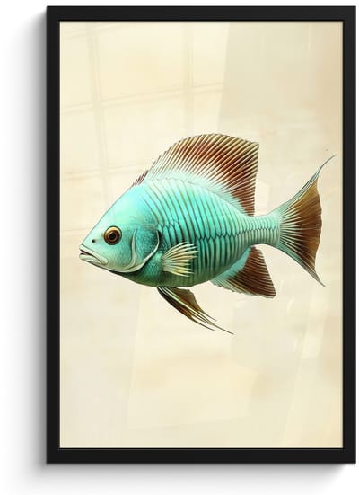 Poster in lijst - Fotolijst 40x60 cm - Posters - Schubben - Vis - Mint - Minimalistisch - Posterlijst zwart - Decoratie - Wanddecoratie woonkamer - Muurdecoratie slaapkamer