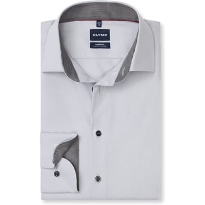 OLYMP Luxor 24/Seven Overhemd, Modern Fit, New Kent, Zilvergrijs