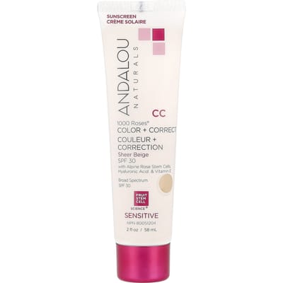 1000 Rozen®, Kleur + Corrigerend, Gevoelig, Spf 30, Sheer Beige, 58 Ml (2 fl oz) white