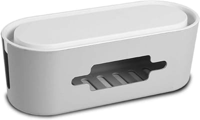 Famanu – Kabelbox - kabelmanagement-box - kabelorganizer - opbergdoos voor het verbergen van stekkerstrips - adapterkabels - 30 x 12 x 14 x 13 cm - grijs
