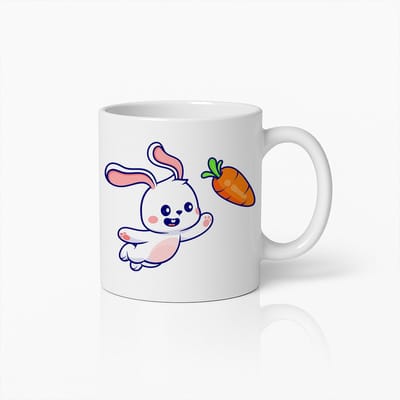 Schattige Konijn & Wortel Mok – Lief Dierendesign voor Kinderen en Natuurliefhebbers