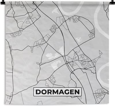 Wandkleed - Wanddoek - Plattegrond - Duitsland - Dormagen - Stadskaart - Kaart - 180x180 cm - Wandtapijt