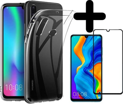 Hoesje - Met Screenprotector - Geschikt voor Huawei P30 Lite - Sterk & Shockproof - Telefoon Hoes - Back Cover - Siliconen Case - Telefoonhoes - Transparant