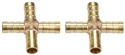Dailygoods- Kruisfitting 4-weg - Messing Koppeling - Snelkoppeling - Slangaansluiting - Vloeistofscheiding - Hoogwaardig Koper - Slangverbinding