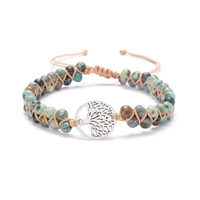 Nixnix® - Bohemian Armband - Afrikaans - Turkoois - Tree of life - Zilverkleurig
