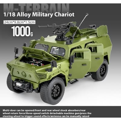 1:18 Véhicule Blindé Militaire Dongfeng Warrior Tout-Terrain Orv Suv Alliage Métal Modèle Moulé Sous Pression Voiture Son Lumière Collection Grands Cadeaux beige