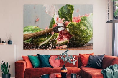 Canvas schilderij 150x100 cm - Wanddecoratie Watermeloen - Fruit - Eten - Muurdecoratie woonkamer - Slaapkamer decoratie - Kamer accessoires - Schilderijen