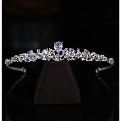 Zilveren Zirkonia Bruidstiara Kristallen Bruiloftskroon Modieus Hoofddeksel Strass Haaraccessoire voor Vrouwen Verjaardagsfeesten gray