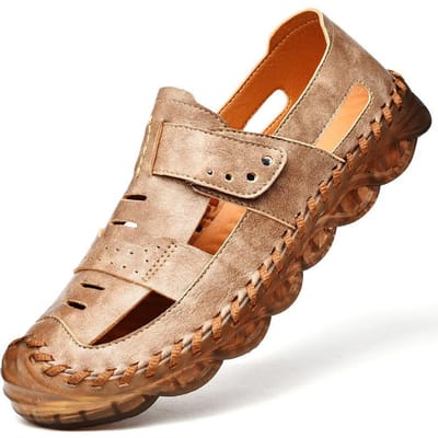 Nieuwe Heren Casual Sandalen met Gesloten Teen Zachte Zool Zomer Rijden Antislip Platform Buiten Strand Schoenen 46 bruin
