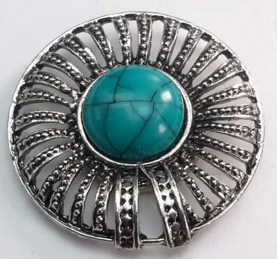 Magneet Broche - rond - edelsteen - blauw - howliet - sluiten voor - omslagdoek - sjaal - vest - zonder gaatjes te veroorzaken.