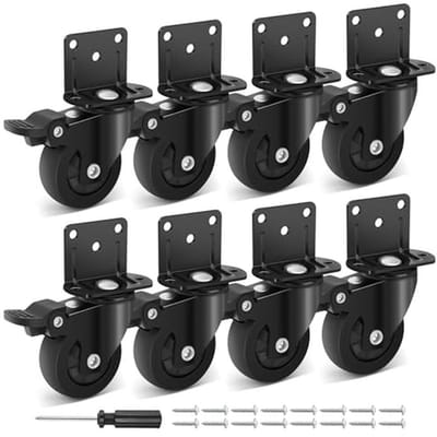 50 mm Zwenkwielen voor Zware Meubels - Stil, Rubber, 67,5 kg Capaciteit - 8 Stuks