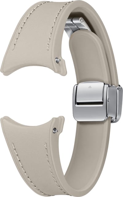 Samsung Watch D-Buckle Hybrid Leather Band - Geschikt voor Samsung Galaxy Watch6 (Classic) - S/M - Slim - Etoupe