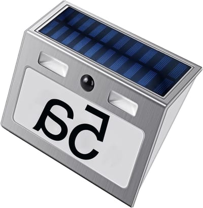Verlichte huisnummers op zonne-energie met bewegingssensor en LED-verlichting, roestvrijstalen en waterdichte huisnummerborden IP44